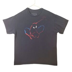 Spiderman Shirt Mens Large Black Marvel Universal Studios Double Sided Vintage